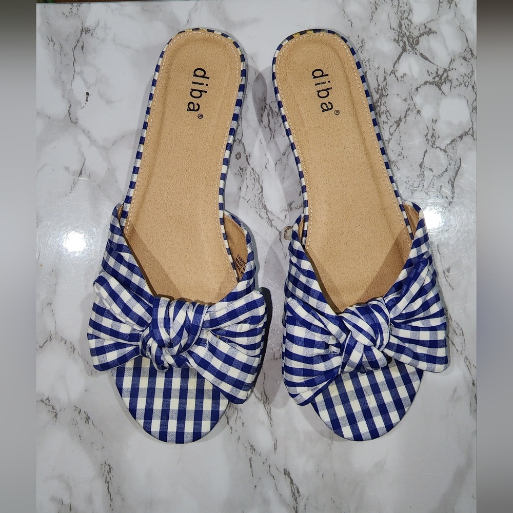 diba sandals blue and white size 8